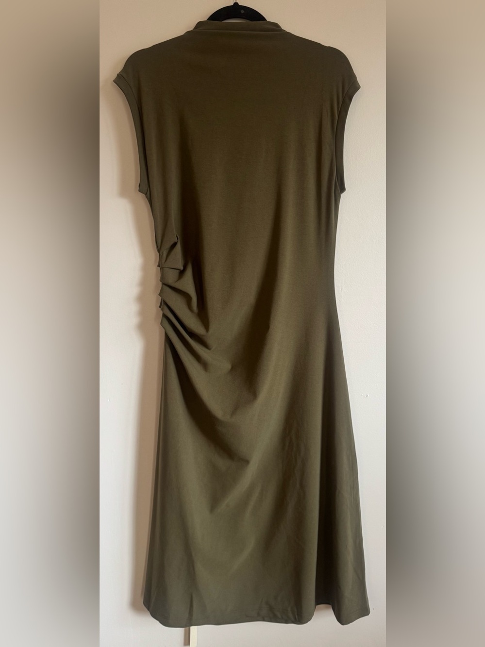 New OGL Mockneck Tucks Midi Dress Size Extra Large XL- Olive Green - Picture 2 of 4